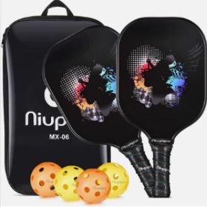 Graphite Niupipo Pickleball Paddle Set Of 2 With 4 Balls For Intermediate Players