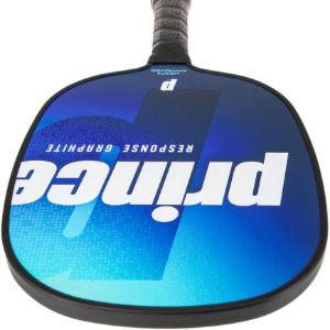 Graphite Face Of A Prince Response Graphite Pickleball Paddle With An Edge Guard On Its Edges