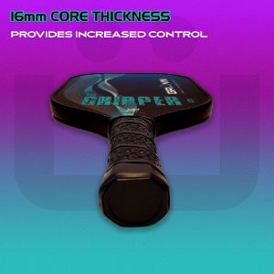 16mm Core Thickness Of The Gripper-G16 Graphite Aqua White Spiral Gruvn Pickleball Paddle