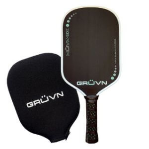 Muvn-16x Raw Carbon Fiber Gruvn Pickleball Paddle - Mint With White Edge Guard